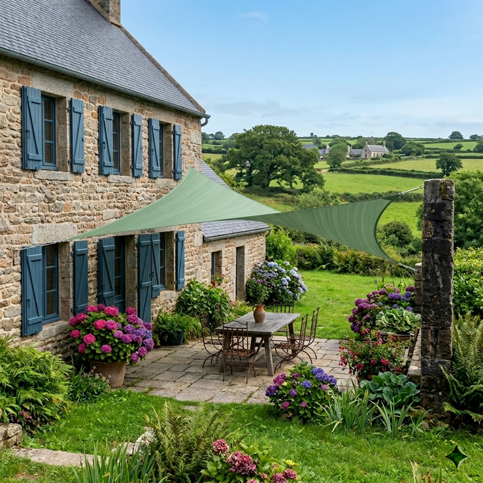 Voile d'Ombrage Carrée Verte Imperméable