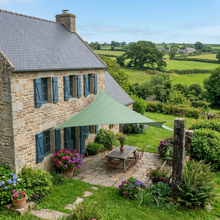 Voile d'Ombrage Carrée Verte Imperméable