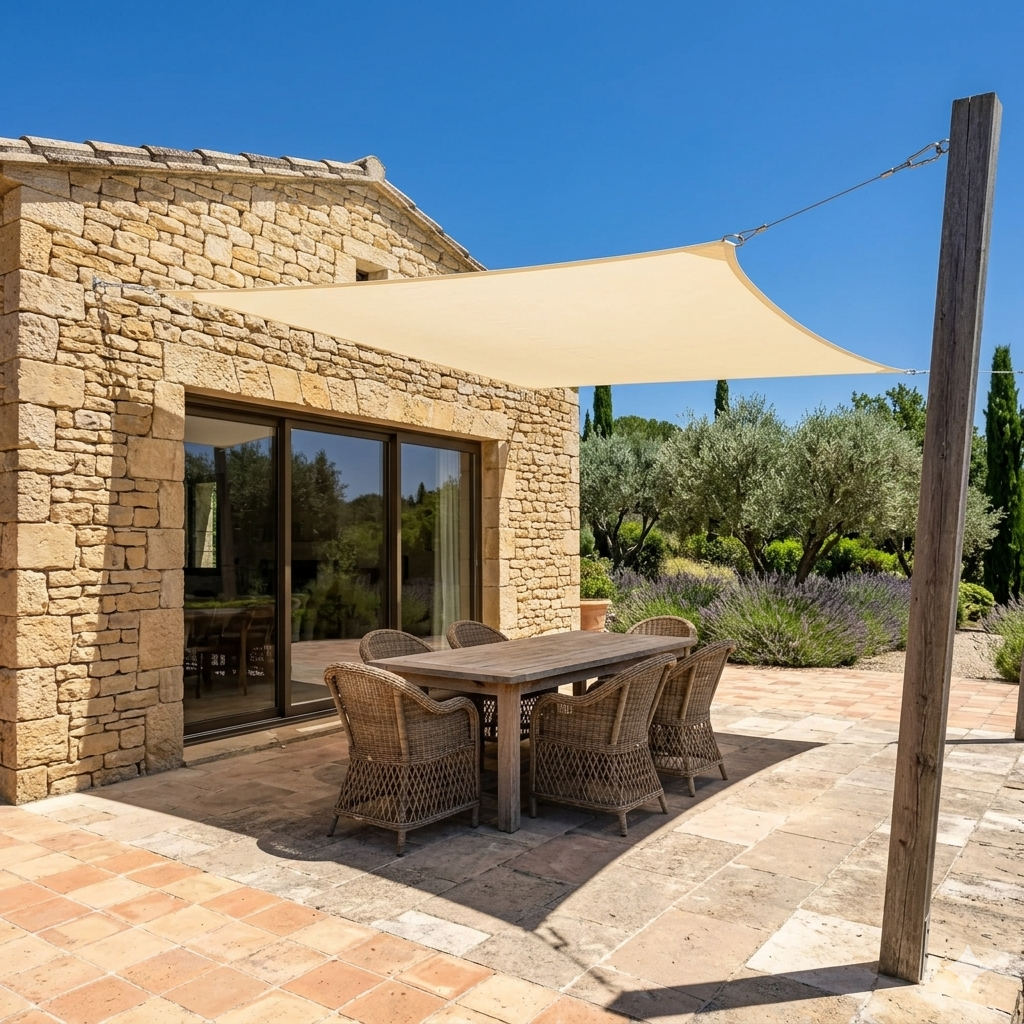 Voile d'Ombrage Carrée Beige Imperméable