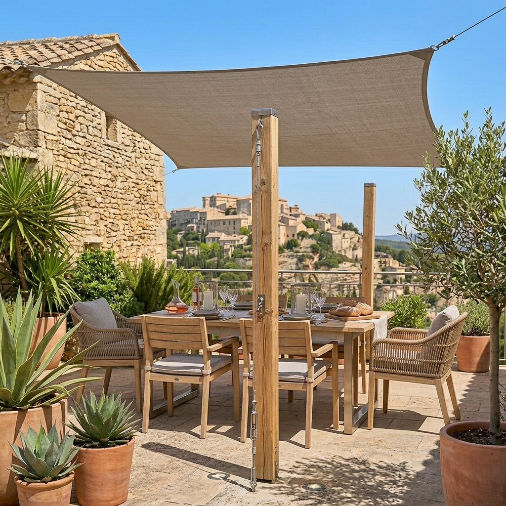 Voile d'Ombrage Carrée Grise Imperméable