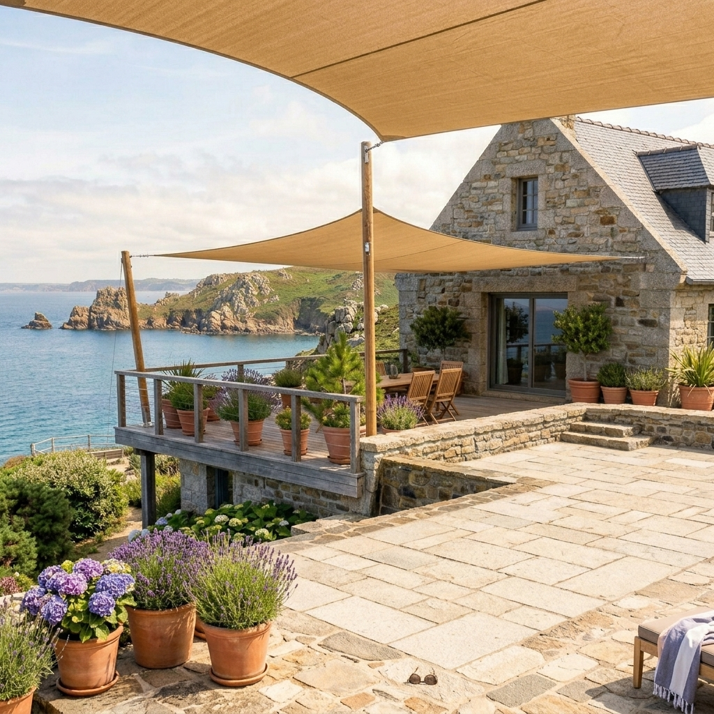 Voile d'Ombrage Carrée Beige Imperméable