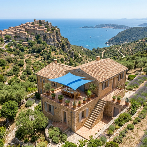 Voile d'Ombrage Carrée Bleue Imperméable