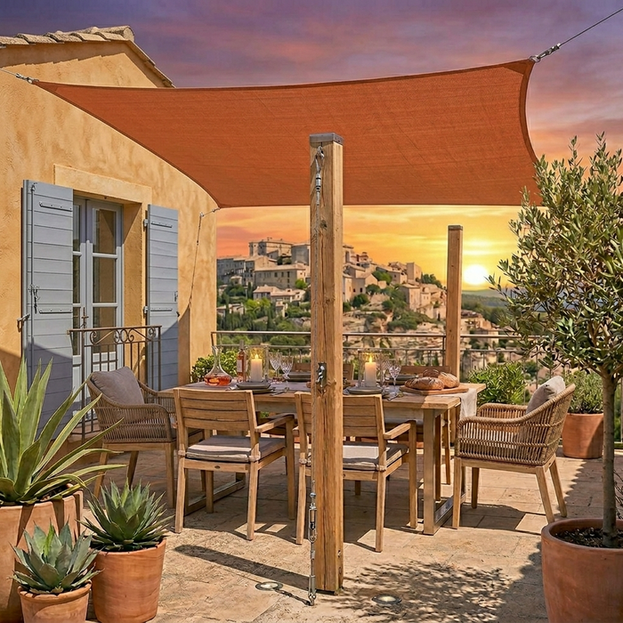 Voile d'Ombrage Carrée Orange Imperméable