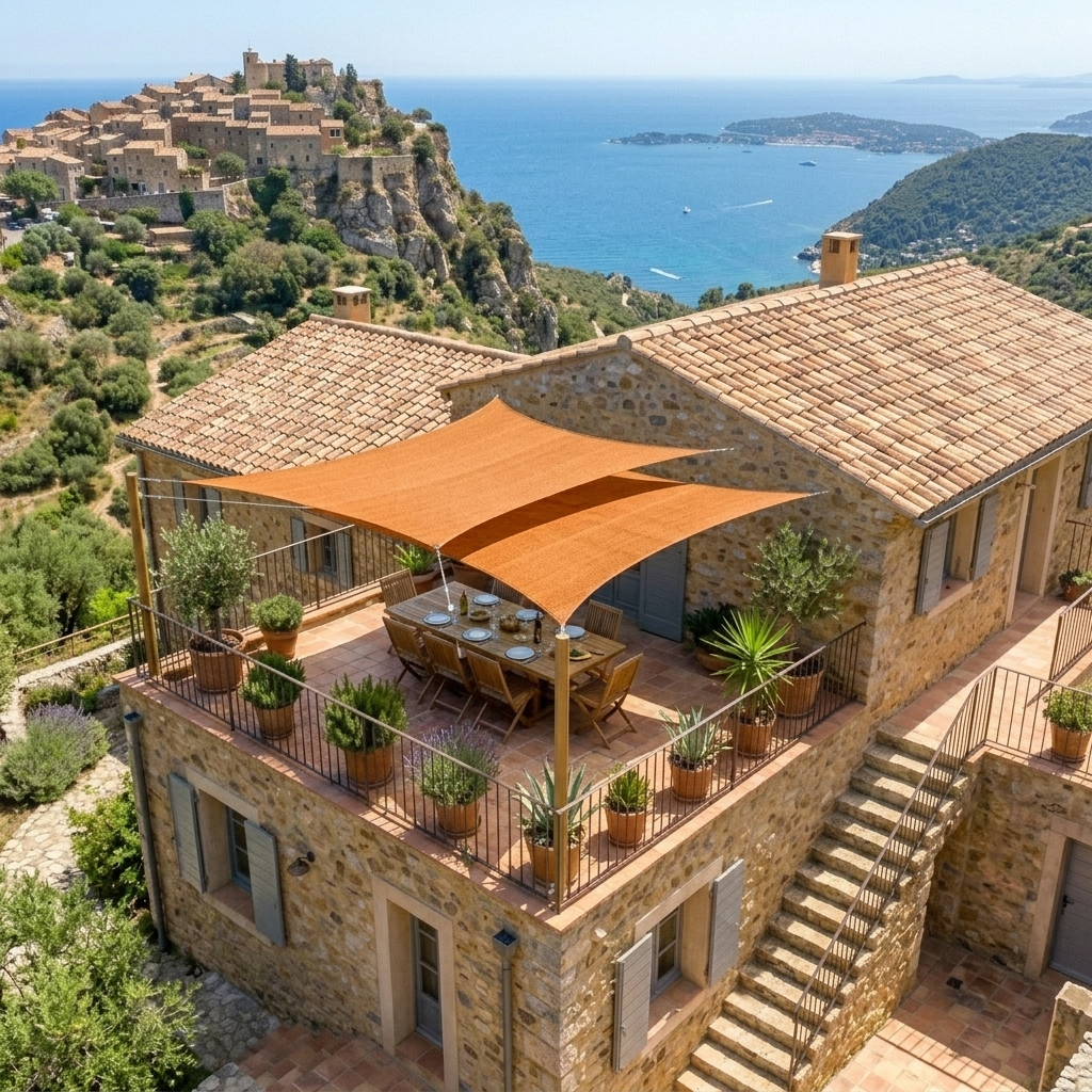 Voile d'Ombrage Carrée Orange Imperméable