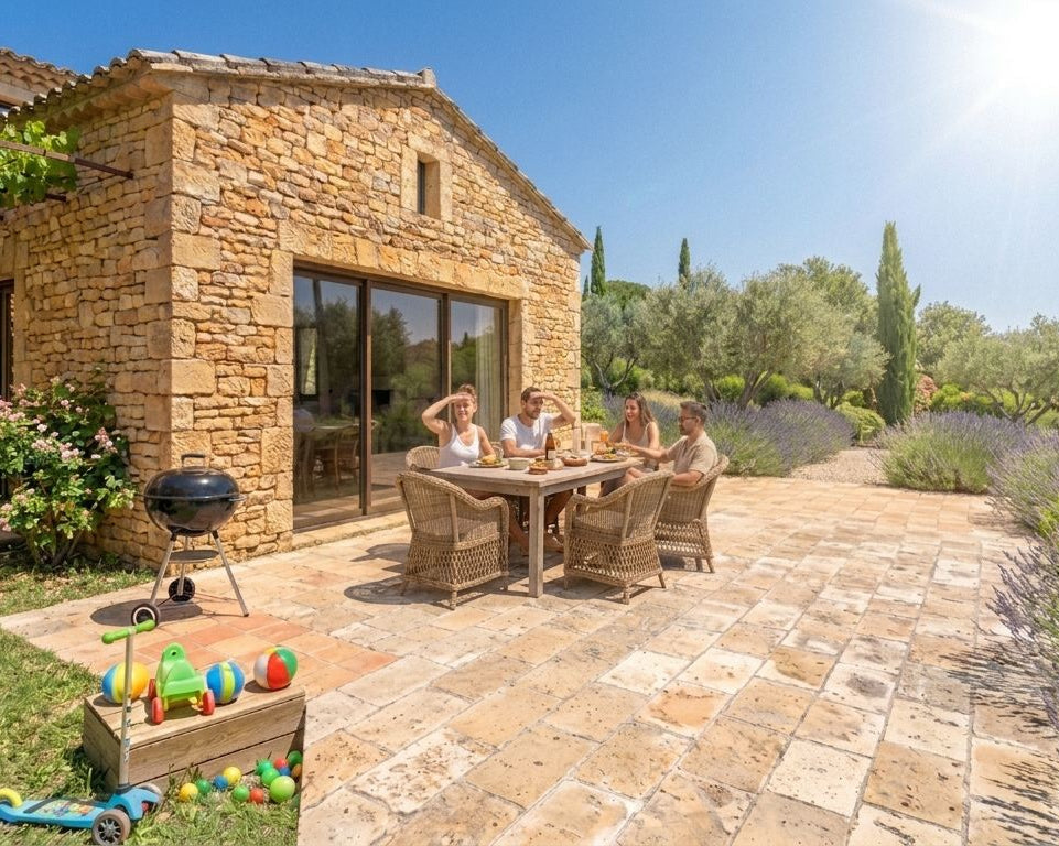 Terrasse sans voile d'ombrage